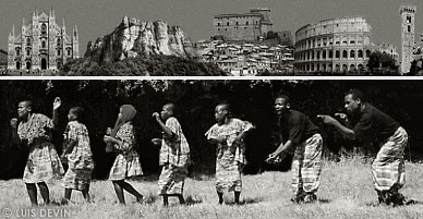 Tappe del tour dei Pigmei Aka, danza in un prato