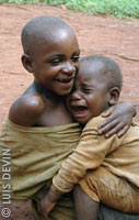 Pygmy children who smile and cry