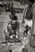 Luis Devin with a crocodile caught by the Baka Pygmies