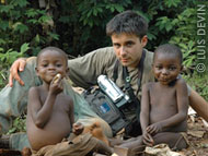 Luis Devin with Pygmy children