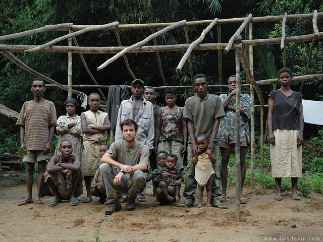In a forest camp, from Luis Devin's fieldwork in Central Africa (Bakola-Bagyeli Pygmies, Cameroon)