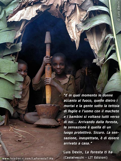 Pestello e mortaio, dalle ricerche antropologiche di Luis Devin in Africa centrale (Pigmei Baka, Camerun)