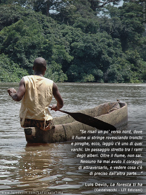 Piroga pigmea, dalle ricerche antropologiche di Luis Devin in Africa centrale (Pigmei Baka, Camerun)