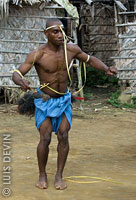 Pygmy dancer during a ritual dance